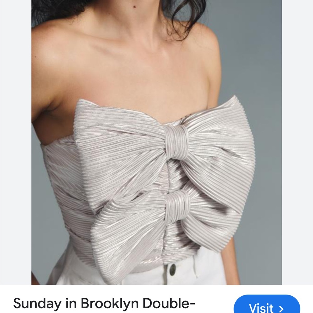 Anthropologie Sunday in Brooklyn Silver Bow Top